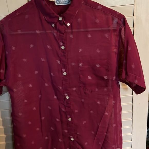 Vintage 80s button-down semi sheer top - Picture 5 of 6